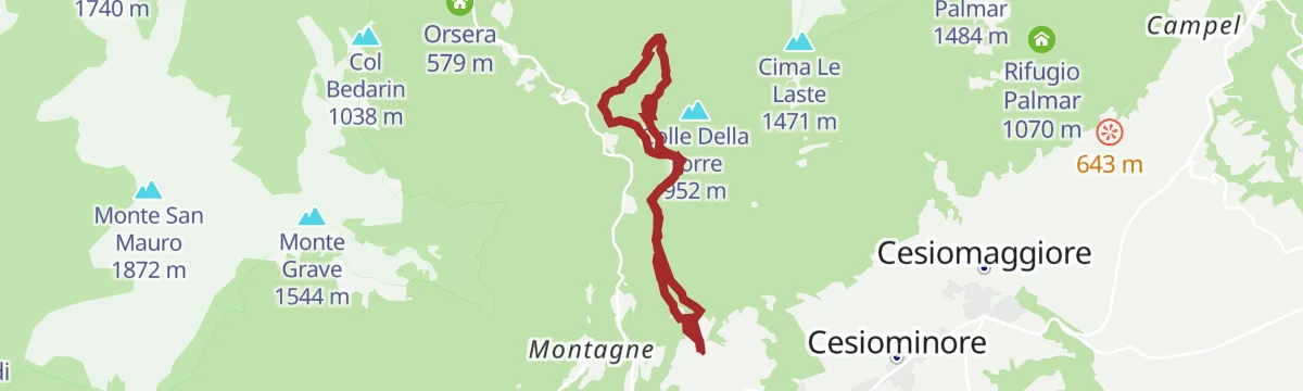 Route map: Sentiero Bianca Simonato – loop from Culogne (or Cullogne)